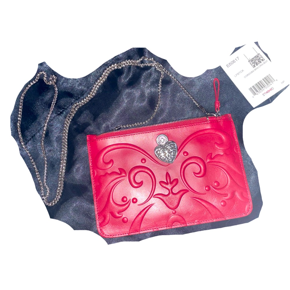 Vintage Brighton Red Hesrt clutch crossbody shoulder envelope bag NWT